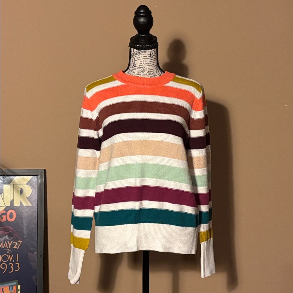 LOFT Multicolor Striped Crew Neck Sweater - Picture 5 of 8